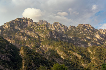 Dolomite peaks of mountains in Italy. beauty.