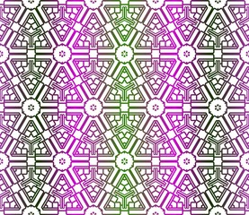 Decorative Geometric Ornament. Vector illustration. Template for backgrpund, print. Green, purple color