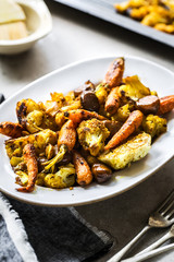 Roasted Cauliflower,Baby Carrot and Chestnut with Turmeric,Pepper and Garlic