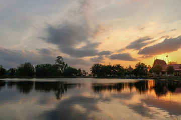 Natural water reflection,The scenery reflects the natural water.