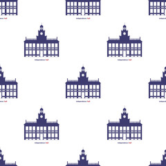 Independence Hall Seamless Pattern Background. Vector Illustration.