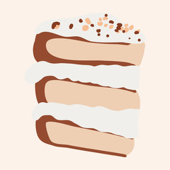 Vector of a cake with sponge cake and cream