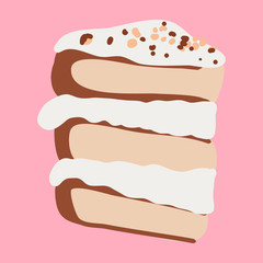 Vector of a cake with sponge cake and cream