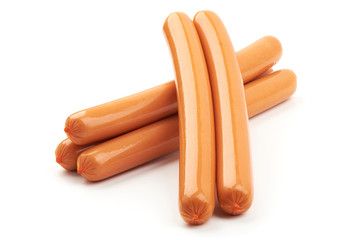 Frankfurter Sausages, close-up, isolated on a white background