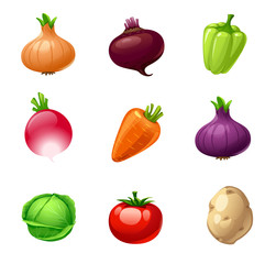 vector set of cute isolated 3D artwork vegetables