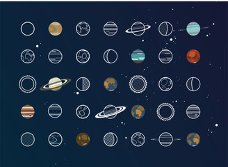 Fototapeta premium Astronomy Big Icon Set