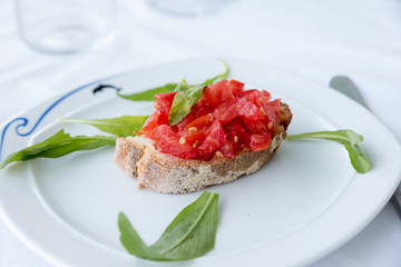 Bruschetta with tomato and basil