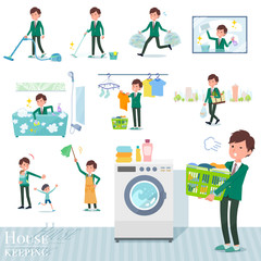 flat type school boy Green Blazer_housekeeping