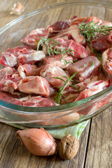 mixture of raw lamb meat and turkey