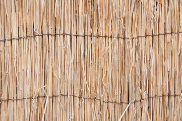 Japanese dry straw bundle thatch as roof in Japan World Heritage village.
