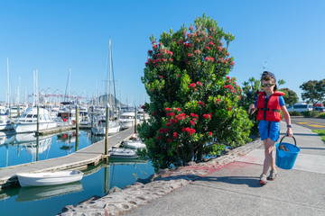 Small boy with fishing rod and bucket going fishing © Brian Scantlebury