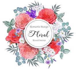 Floral bouquet with round banner