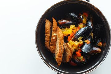 Gourmet fish dish. Restaurant table setting.