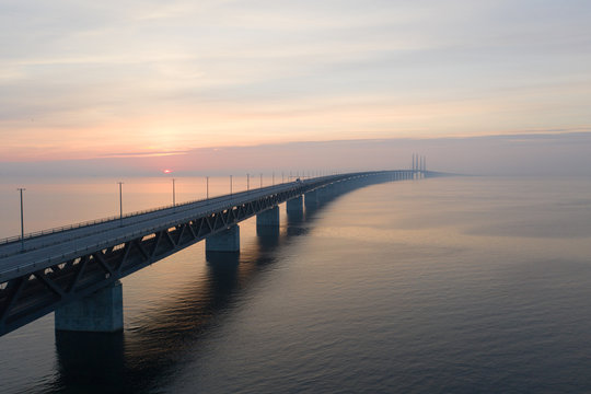 &Ouml;resunds bridge at sunset