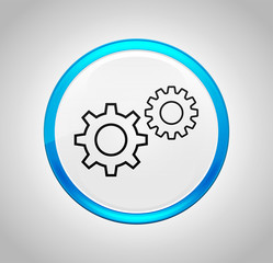 Settings process icon round blue push button