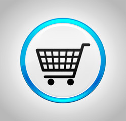 Shopping cart icon round blue push button