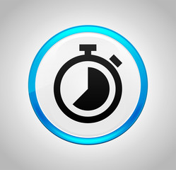Stopwatch icon round blue push button