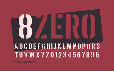 Fototapeta premium Stenciled bold weight decorative san serif. Vector illustration