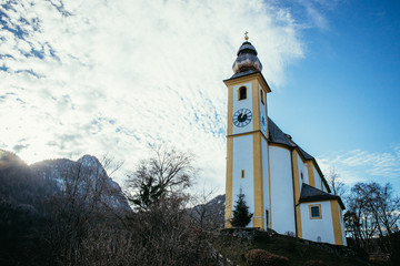 Beautiful little church, blue sky