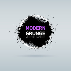 Obraz premium Art graphics shapes elements. Brush paint ink stroke design over round frame. Grunge vector illustration background. Good for headline, logo, poster, message, sale banner, flyers, brochures etc.