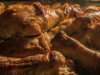 Chicken is cooked in the oven