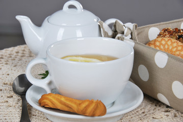 Tasty sweet breakfast in the kitchen