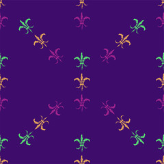 Mardi Gras Carnival seamless pattern with fleur-de-lis. Vector illustration EPS10.