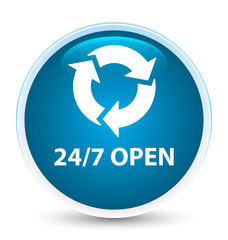 24/7 open special prime blue round button