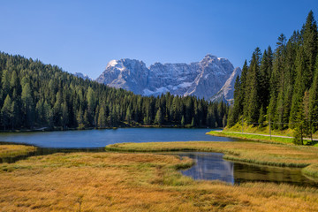 Beautiful Lago di Misurina in the Dolomites in Northern Italy, Europe