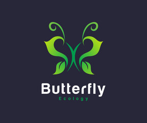 Fresh Butterfly logo design concept, insect animal logo template
