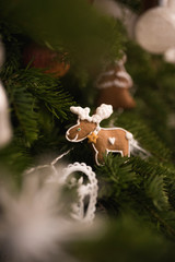 small typical Czech Christmas dessert, served on Christmas Eve, gingerbread biscuits with cinnamon, honey and special seasoning, reindeer animal