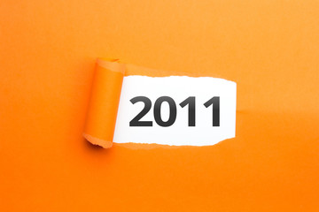Naklejka premium surprising Number / Year 2011 orange background