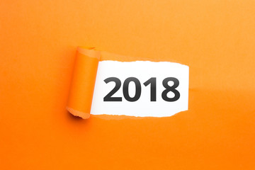 surprising Number / Year 2018 orange background