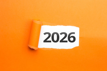 surprising Number / Year 2026 orange background - obrazy, fototapety, plakaty