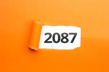 Naklejka premium surprising Number / Year 2087 orange background