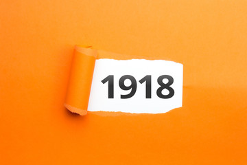 surprising Number / Year 1918 orange background - obrazy, fototapety, plakaty