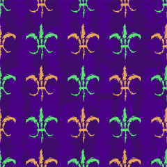 Mardi Gras Carnival seamless pattern with fleur-de-lis. Vector illustration EPS10.
