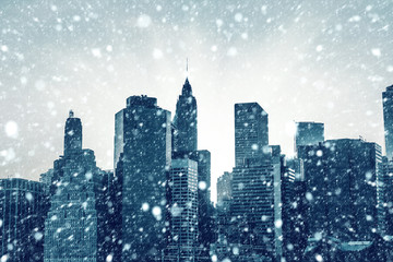 Winter Manhattan in the snowfall