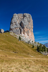 Fototapeta na wymiar Hiking around the Cinque Torri in the Dolomites of Northern Italy, Europe
