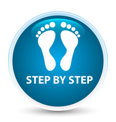 Step by step (footprint icon) special prime blue round button