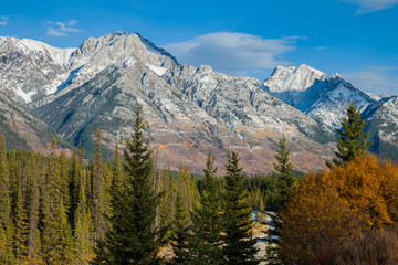 Autumn snow on the mountains in Peter Lougheed Provincial Park, Aberta, Canada