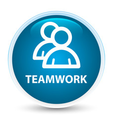 Teamwork (group icon) special prime blue round button