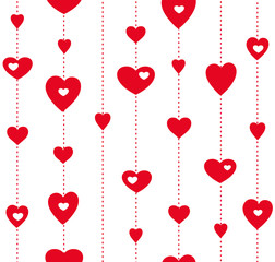 Plakat FLAT DESIGN, RED HEART SEAMLESS PATTERN, LOVE BACKGROUND