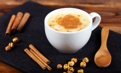 Boza or Bosa, traditional Turkish drink with roasted chickpea