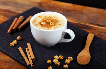 Boza or Bosa, traditional Turkish drink with roasted chickpea