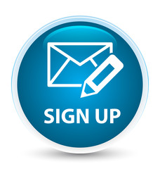 Sign up (edit mail icon) special prime blue round button