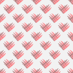 Valentines day background with grunge hearts. Seamless pattern