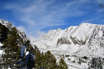 snowy scenery of peak mountains and forests in the winter  High Tatras Slovakia 