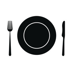 stock vector of simple plate with fork and knife