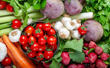 fresh vegetables on wooden table